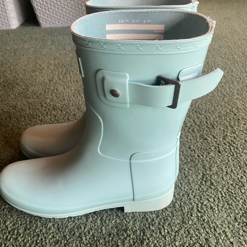 Light blue hunter boots